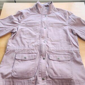 LL Bean Women’s Utility Jacket L — Dusty Rose Mauve, Full Zip & Snap Front